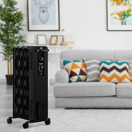 Calefactor de aceite de 1500 W, radiador portátil con termostato ajustable