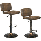 Juego de 2 taburetes de bar vintage con altura regulable y reposapiés
