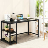 Escritorio de ordenador de 47 pulgadas, mesa de estudio, estación de trabajo para el hogar con estante ajustable, negro