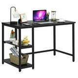 Escritorio de ordenador de 47 pulgadas, mesa de estudio, estación de trabajo para el hogar con estante ajustable, negro