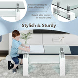 Mesa de centro rectangular de cristal con patas metálicas para salón