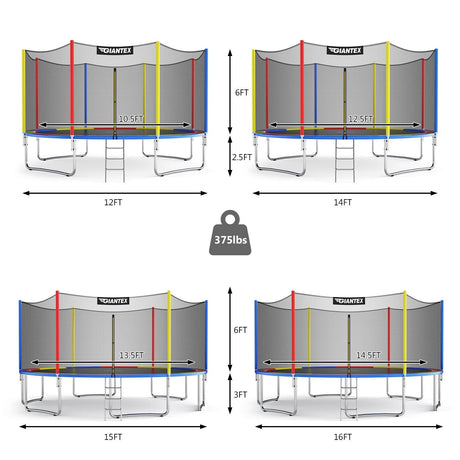 Cama elástica de 14 pies con red de seguridad y escalera, para exteriores, para niños y adultos
