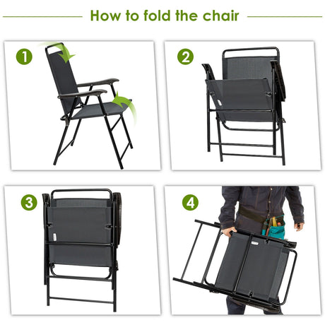 4 sillas plegables portátiles para exterior con reposabrazos