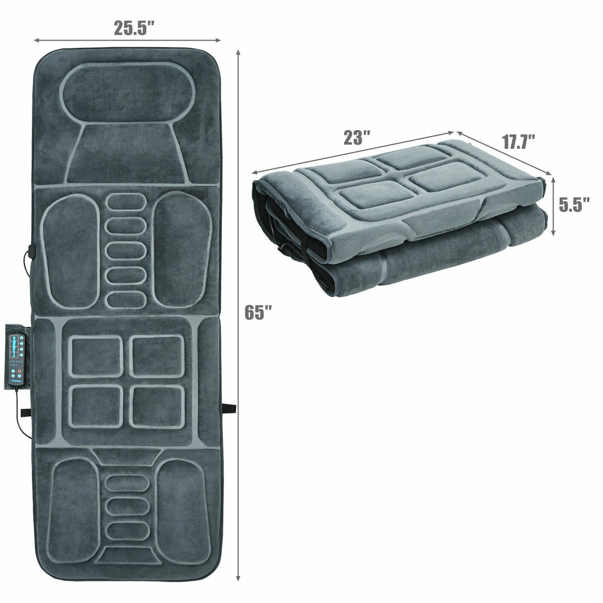 Colchoneta de Masaje Plegable con Calor y 10 Motores de Vibración
