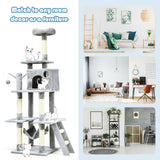Árbol para gatos de 66 pulgadas, condominio, centro de actividades multinivel para gatitos - Gris