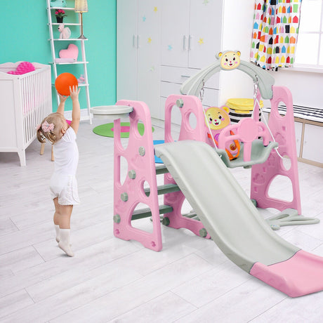 Juego de tobogán 3 en 1 para niños pequeños con trepador y columpio