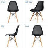 Juego de 4 sillas de plástico modernas con diseño calado y patas de madera