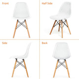 Juego de 4 sillas de plástico modernas con diseño calado y patas de madera