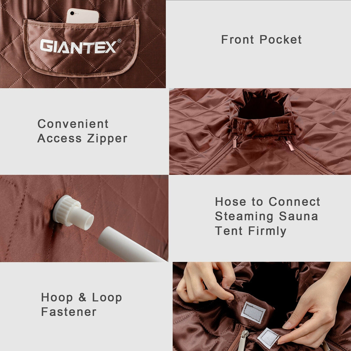 Sauna de vapor personal portátil con silla de vapor - Café