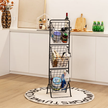 Cesta de fruta de 3 niveles con alturas ajustables
