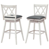 2 Pieces 29 Inches Swivel Counter Height Barstool Set with Rubber Wood Legs