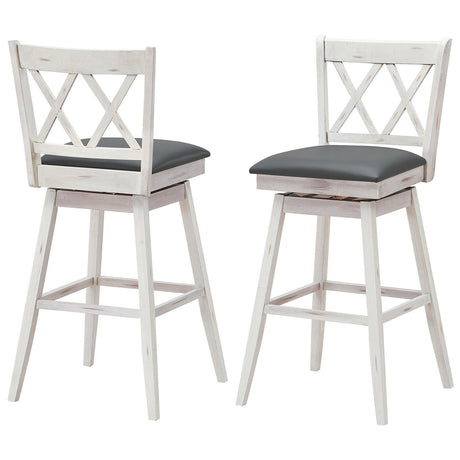 Juego de 2 Taburetes de Bar de 29 Pulgadas con Patas de Madera de Caucho