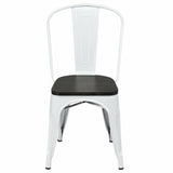 4 sillas de comedor metálicas apilables estilo Tolix con asiento de madera