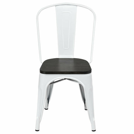 4 sillas de comedor metálicas apilables estilo Tolix con asiento de madera