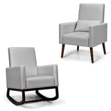 2-in-1 Fabric Upholstered Rocking Chair with Pillow
