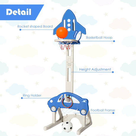 Canasta de baloncesto 3 en 1 para niños con pelotas - Azul