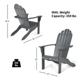Silla Adirondack de exterior de madera de acacia con diseño ergonómico
