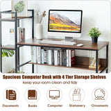 59-Inch Computer Desk Home Office Workstation 4-Tier Storage Shelves