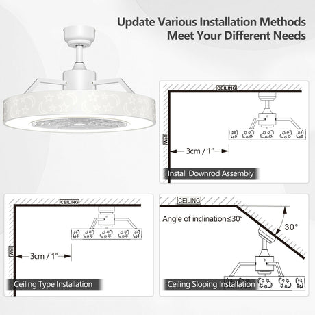 Ventilador de techo de 23 pulgadas con luz LED y control remoto