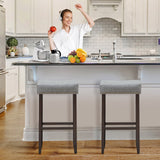 Set of 2 Nailhead Saddle Bar Stools 29 Inch Height