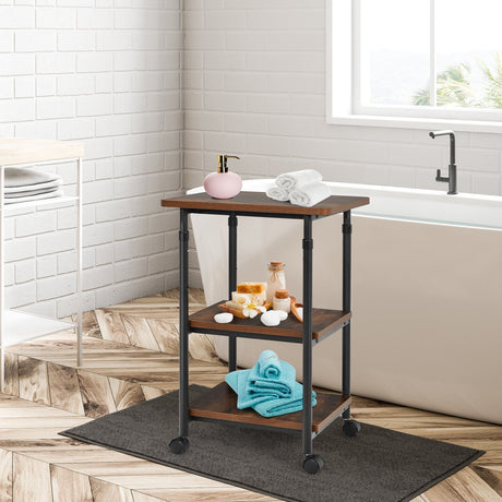 Soporte de impresora ajustable de 3 niveles con ruedas giratorias de 360°