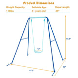 Outdoor Kids Swing Set with Heavy-Duty Metal A-Frame and Ground Stakes