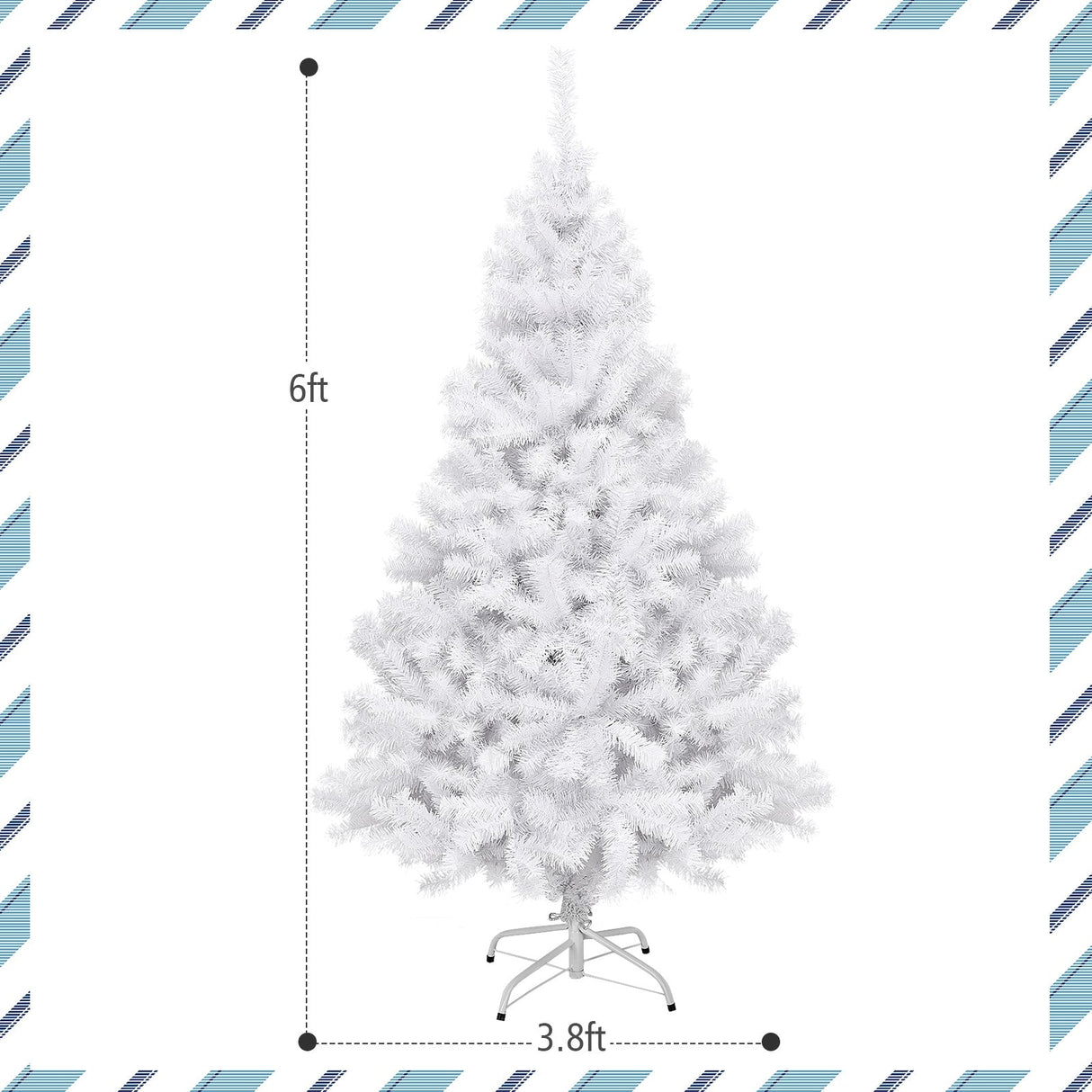 6' / 7.5' / 9' Hinged Artificial Christmas Tree with Metal Stand