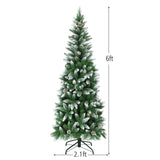 5/6/7.5 Feet Artificial Pencil Christmas Tree with Pine Cones