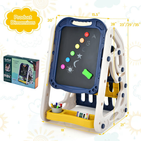 Caballete de arte 3 en 1 para niños Caballete de mesa de doble cara con accesorios de arte