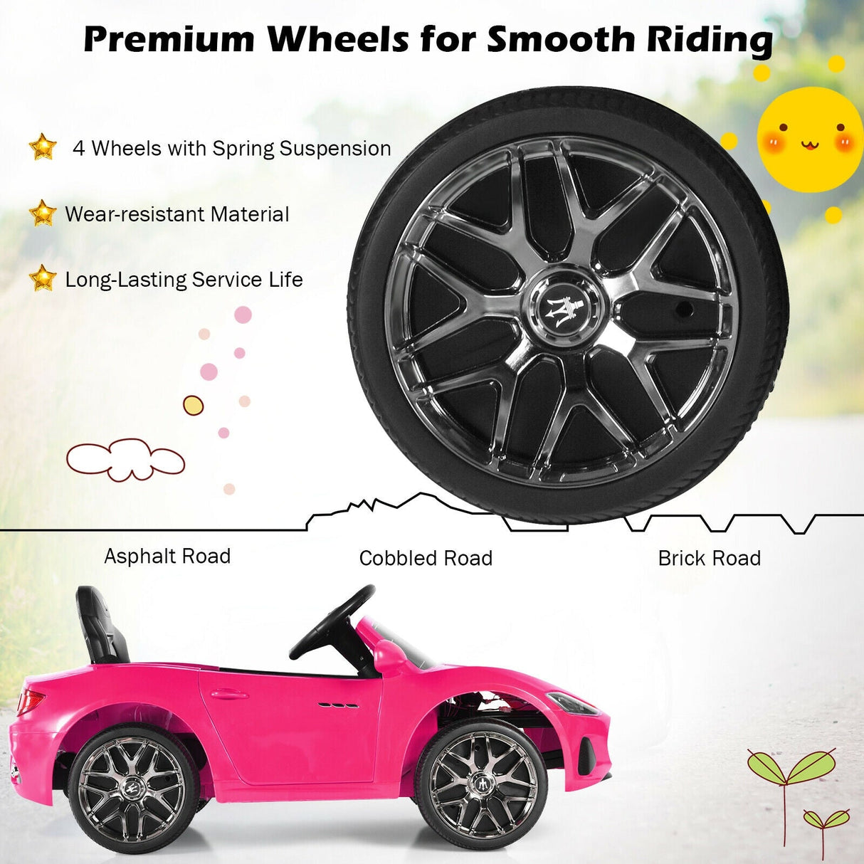 Coche montable de 12 V para niños con control remoto y luces