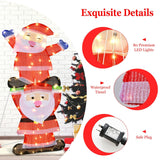Decoración navideña doble de Papá Noel con luces de cadena y estacas para jardín con LED