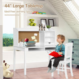 Juego de escritorio y silla para niños, escritorio de estudio con estantería y repisas
