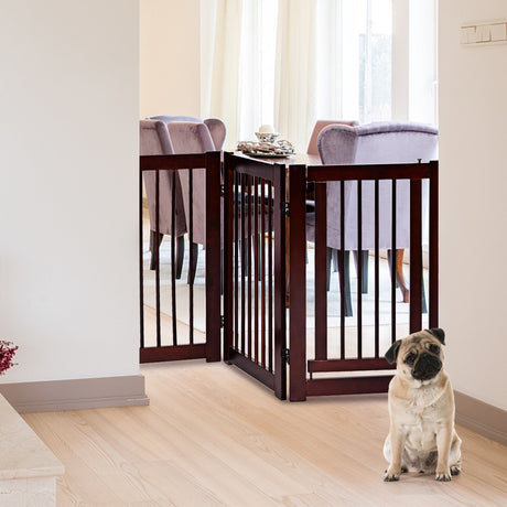 Valla de madera de 4 paneles para perros, de 76 cm de altura, independiente