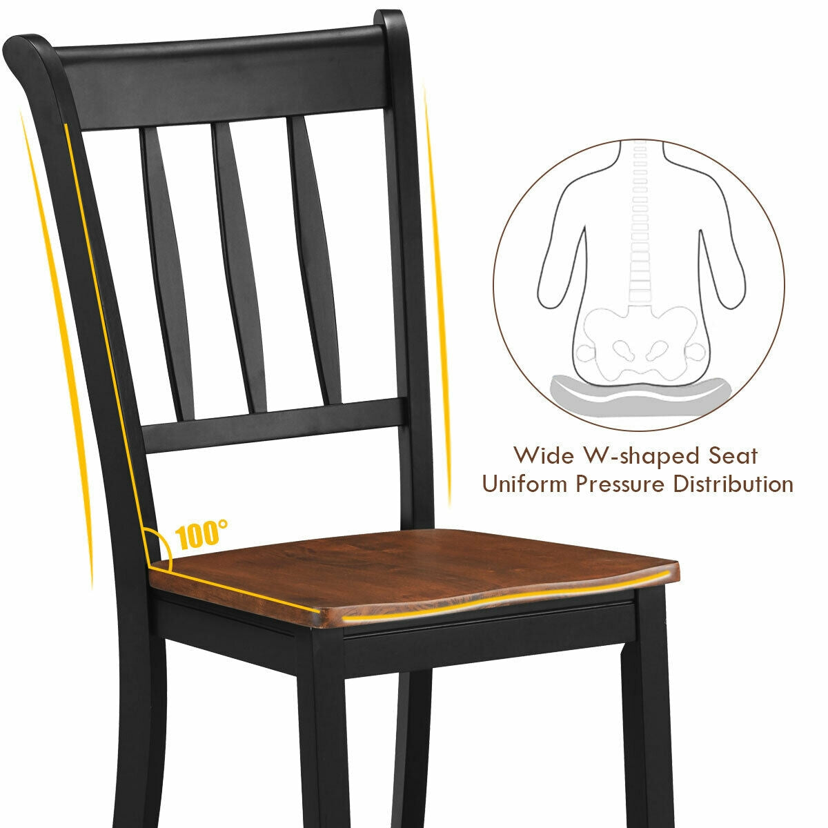 2 sillas de comedor de madera maciza Whitesburg con respaldo de huso