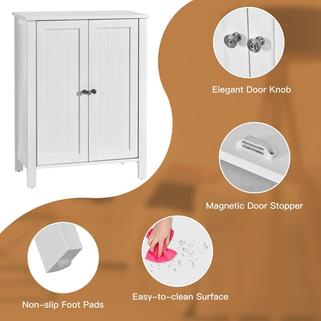 Organizador de almacenamiento de pie para baño de 2 puertas con ahorro de espacio