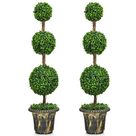 Planta de topiario artificial de bola triple de 4 pies