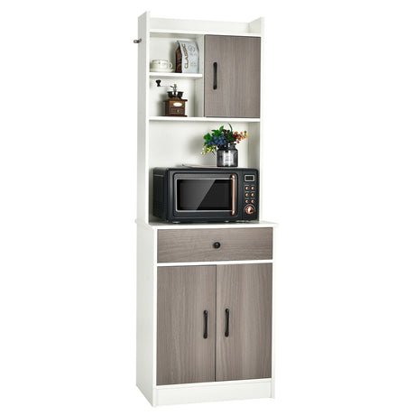 Alacena de cocina de 3 puertas y 71 pulgadas con despensa, bufé, almacenamiento y estante ajustable