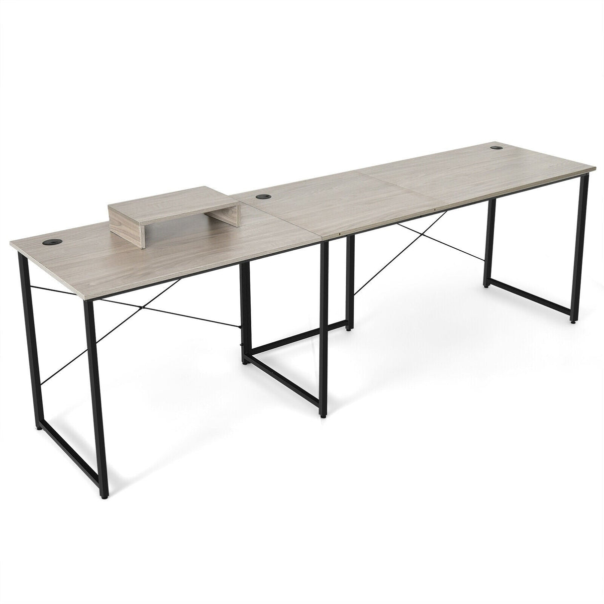 Escritorio de computadora reversible en forma de L de 95 pulgadas para 2 personas con soporte para monitor