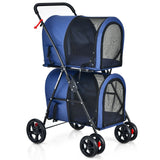 Cochecito doble 4 en 1 para mascotas con transportín desmontable y carruaje de viaje