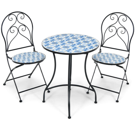 Juego de Muebles de Bistró para Patio de 3 Piezas con Diseño de Mosaico