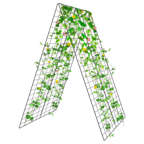 2 Piezas de Soportes Plegables en A para Plantas con Bridas de Alambre - Verde