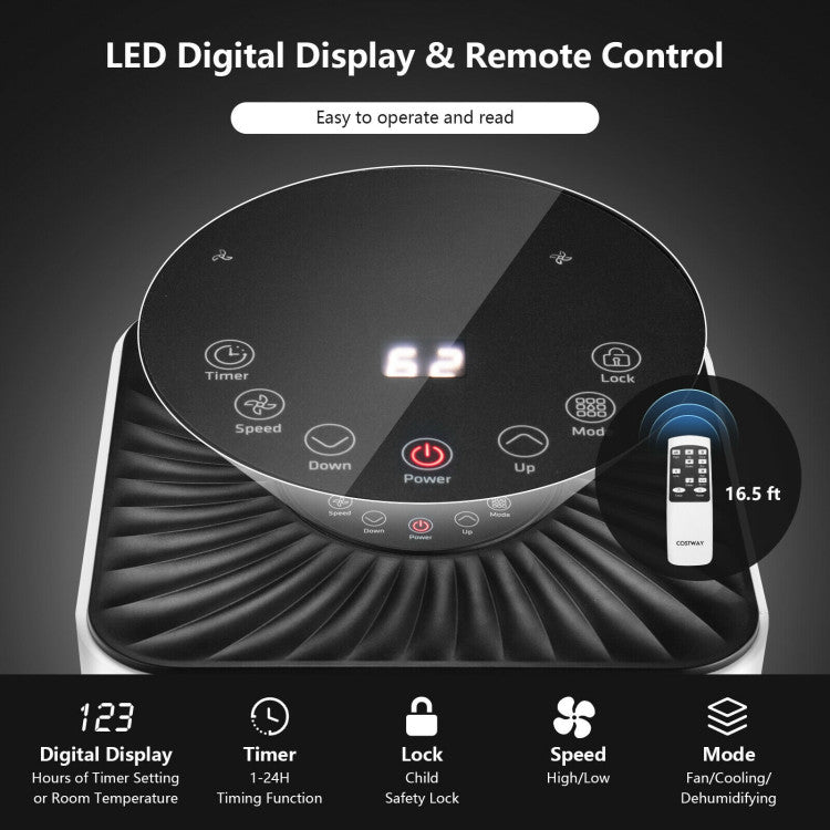 Acondicionador de aire portátil 3 en 1 de 8000 BTU con control remoto
