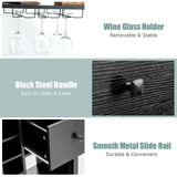 Kitchen Bakers Rack Freestanding Wine Rack Table with Glass Holder and Drawer