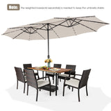 Sombrilla doble de patio de 15 pies con 48 luces LED solares