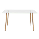 Modern Glass Rectangular Dining Table with Metal Legs