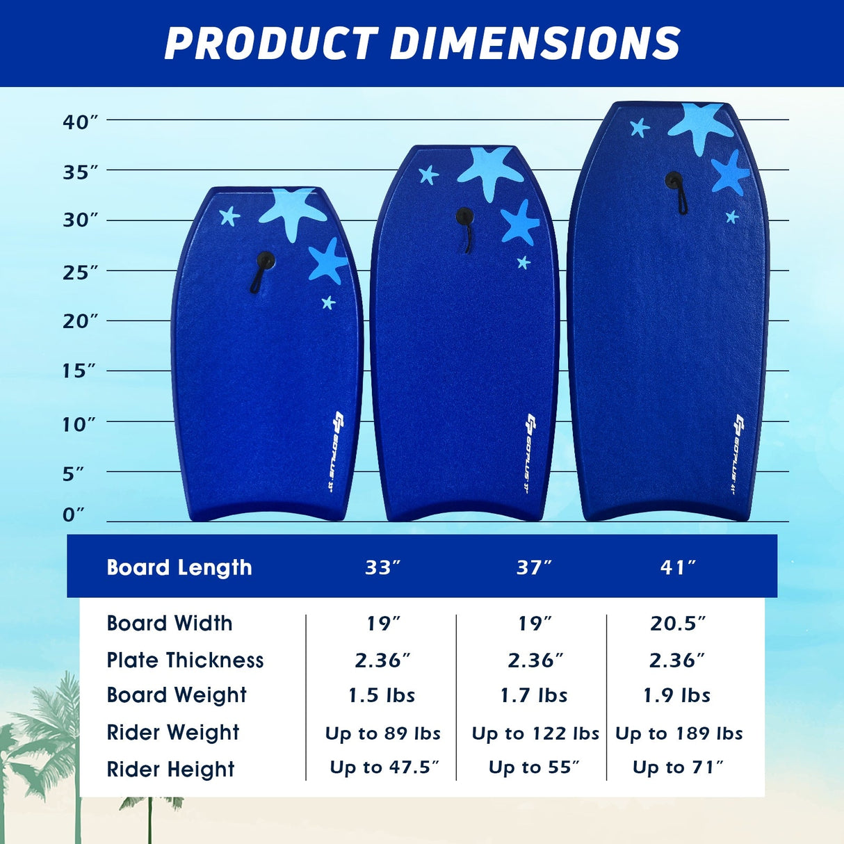 Tabla de bodyboard de surf ligera superportátil de 41 pulgadas