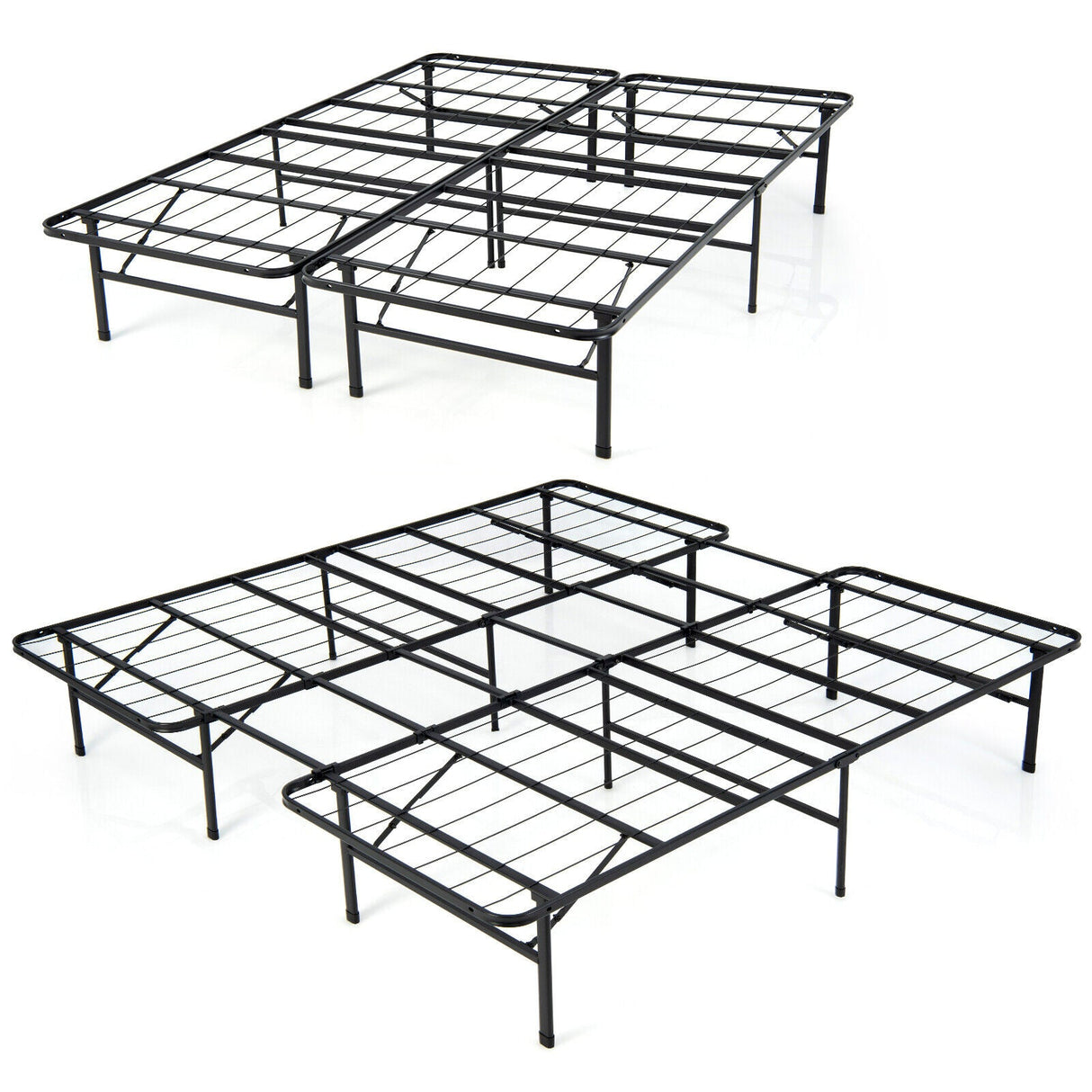 Full/King Size Folding Steel Platform Bed Frame for Kids and Adults