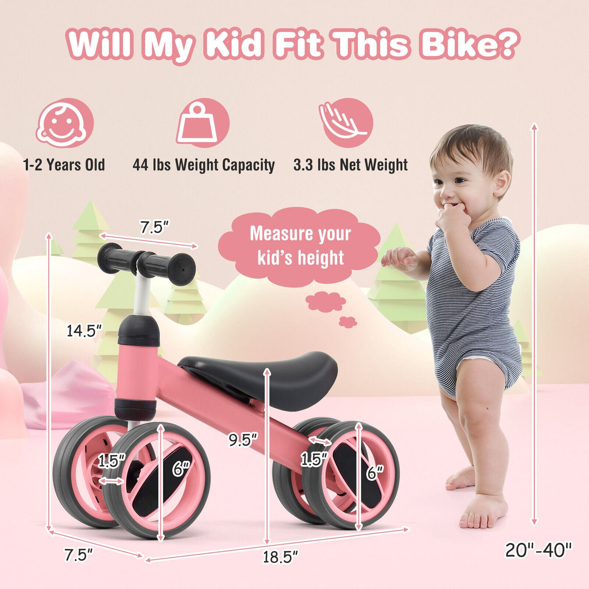 4 Wheels Baby Balance Bike Toy