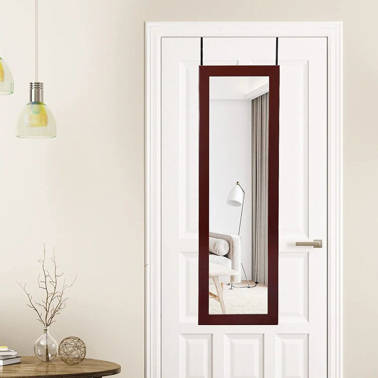 Joyero con espejo para puerta de pared con cerradura y luces LED