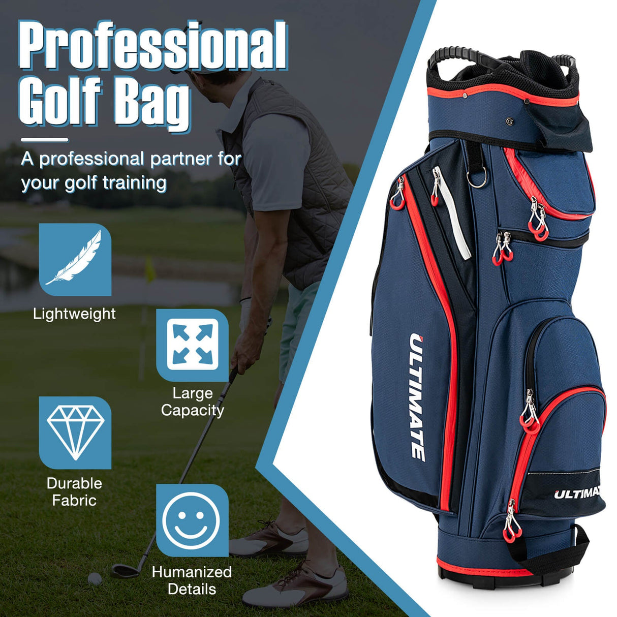Bolsa de golf de 9.5 pulgadas con organizador superior de 14 divisiones